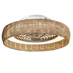 M7811  Kilimanjaro 70W LED Dimmable Ceiling Light & Fan; Remote Controlled Beige Rattan